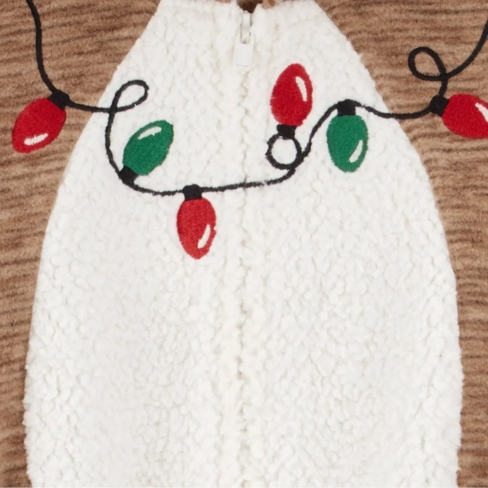 NWT Carter's Festive Reindeer Hooded Footie Size New Born